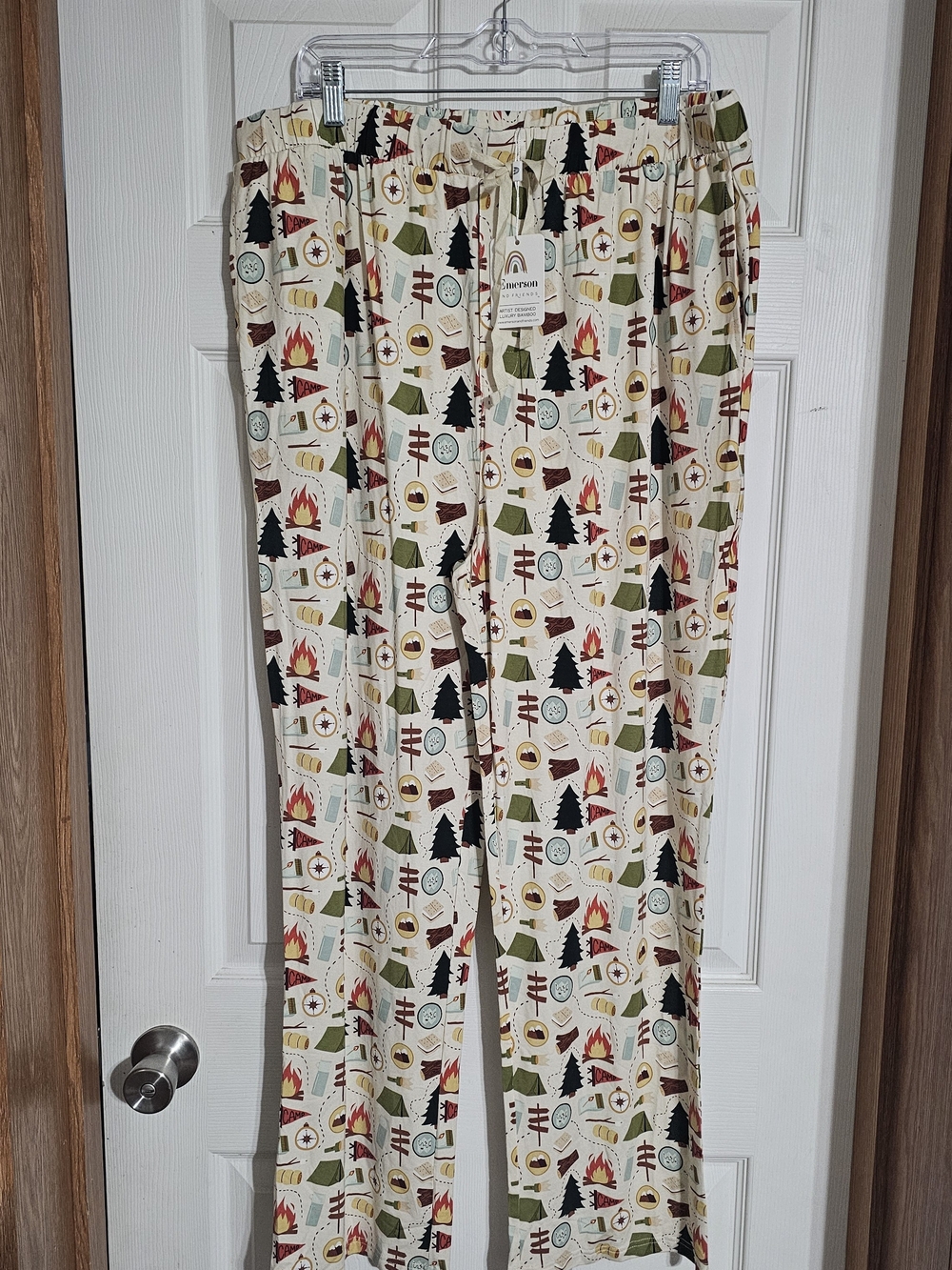 Cream Campfire Print Women's Pajama Pants - Cozy Lounge Wear